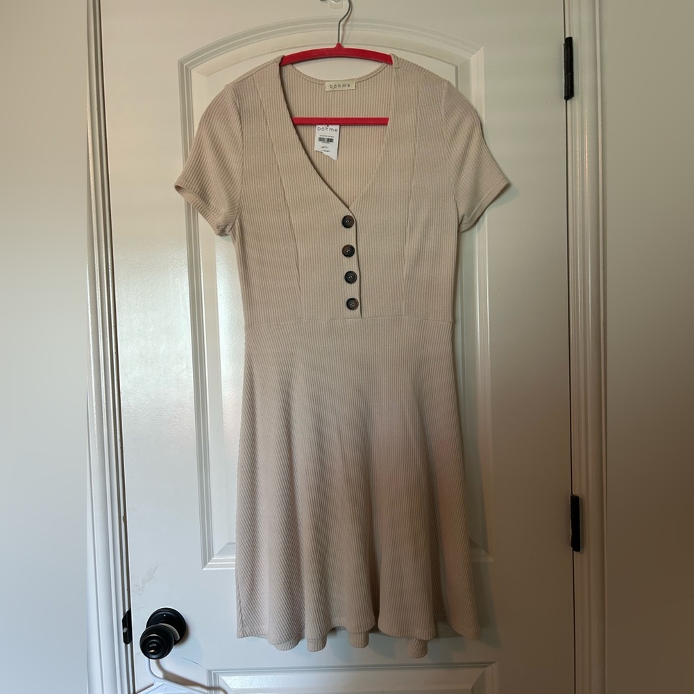 🚨 BNWT Böhme oatmeal ribbed shirt dress Size Large
